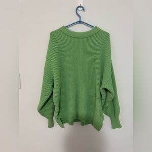 Aerie Vibrant Green Crew Neck Sweater